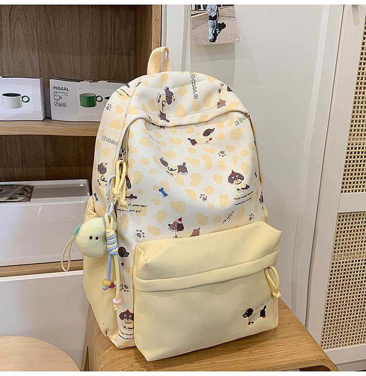 Schoolbag College style backpack Middle and high school trend Leopard print schoolbag Outdoor travel Girl backpack Contrasting color versatile travel 