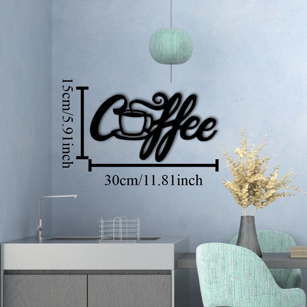 Кованое настенное искусство, Металлический декор для кофе, Знак в стиле линейного рисунка, Металлическое искусство для кухни, Настенное панно в стиле кантри, Подарок для офиса 12in чёрный