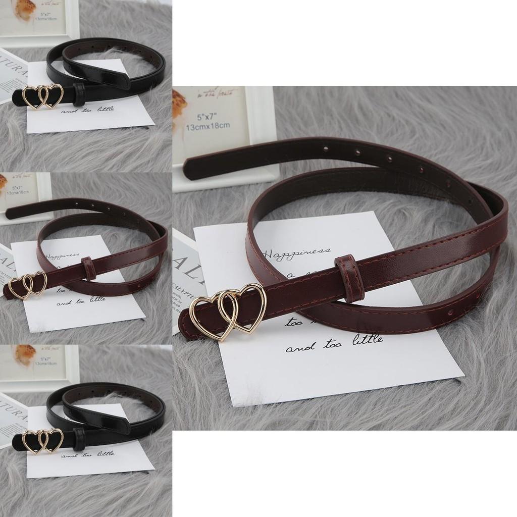 New Double Heart Buckle Thin Waist Belt Korean Version Simple Ladies Denim Belt Suit Long Shirt Decoration Belt Female In Stock