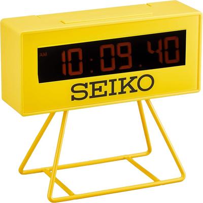 Seiko Clock SQ815Y Digital Mini Timer Clock, Yellow, 93 X 104 X 45mm