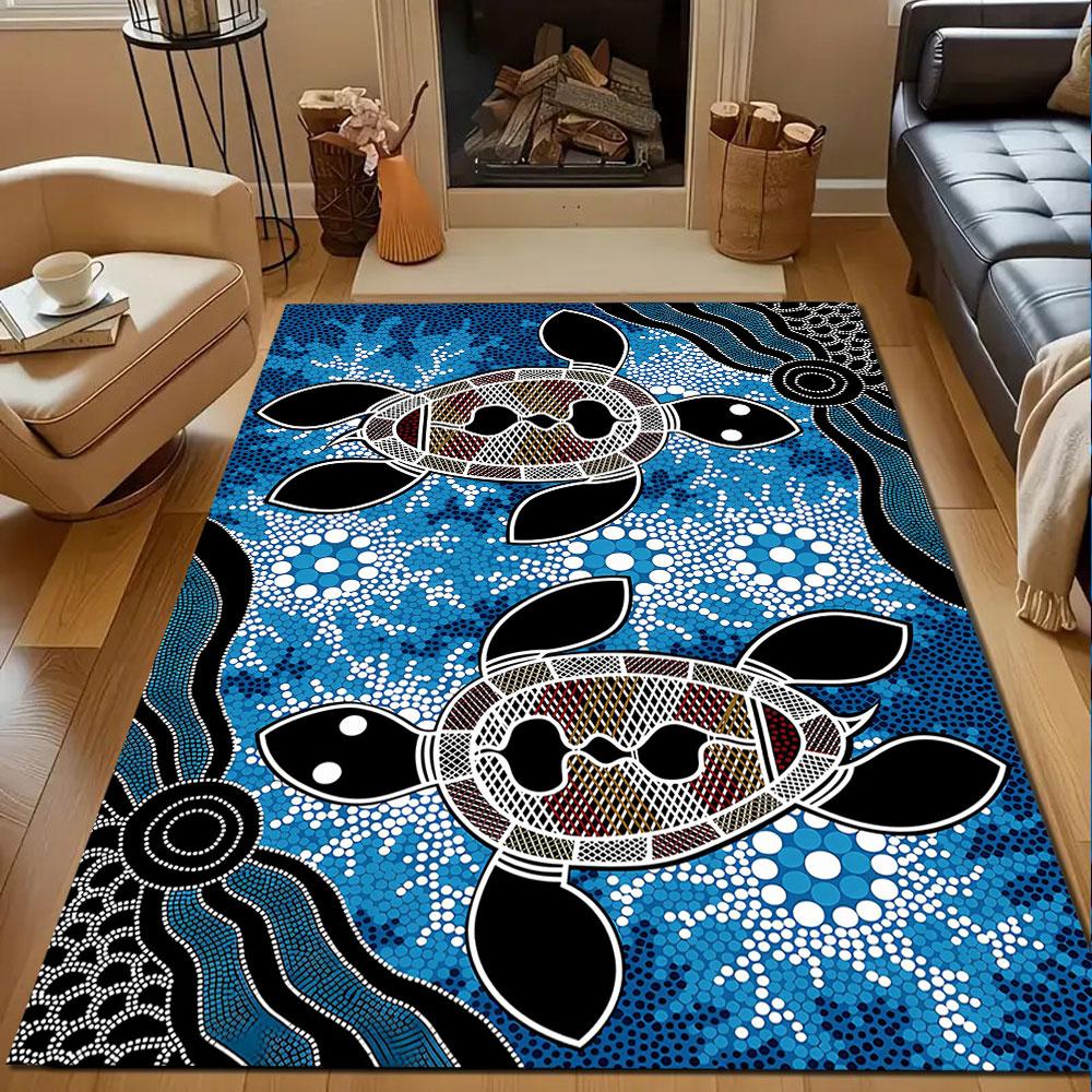 Turtle Dreamtime Art Rug Patterned carpet, non slip mat suitable for living room and bedroom sofas