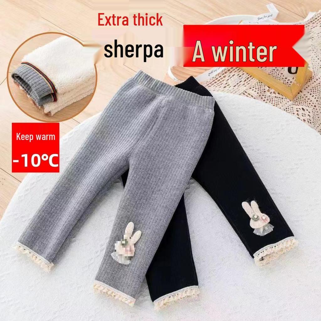 Extra dicke, fleecegefütterte Mädchenleggings – Hohe Taille, kuschelige Winterbekleidung