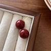 Korean Red Pearl Stud Round Earrings for Women Vintage Sweet Imitation Pearl Temperament Earings Wedding Party Jewelry Gifts