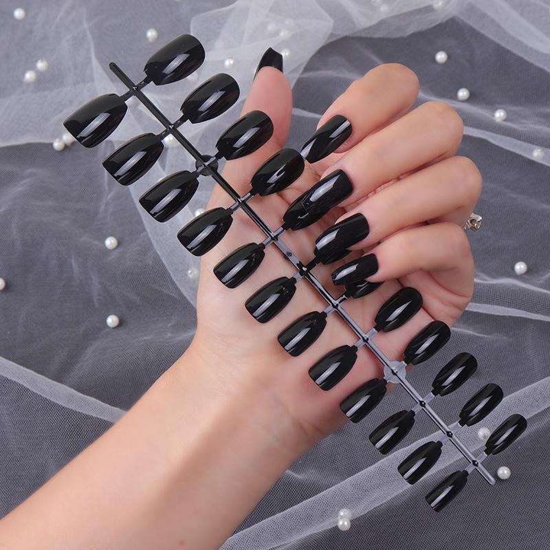 24pcs/set DIY Quick Nails Short Ballet Glossy False Nails Multicolor Strips Finished Wear Manicure