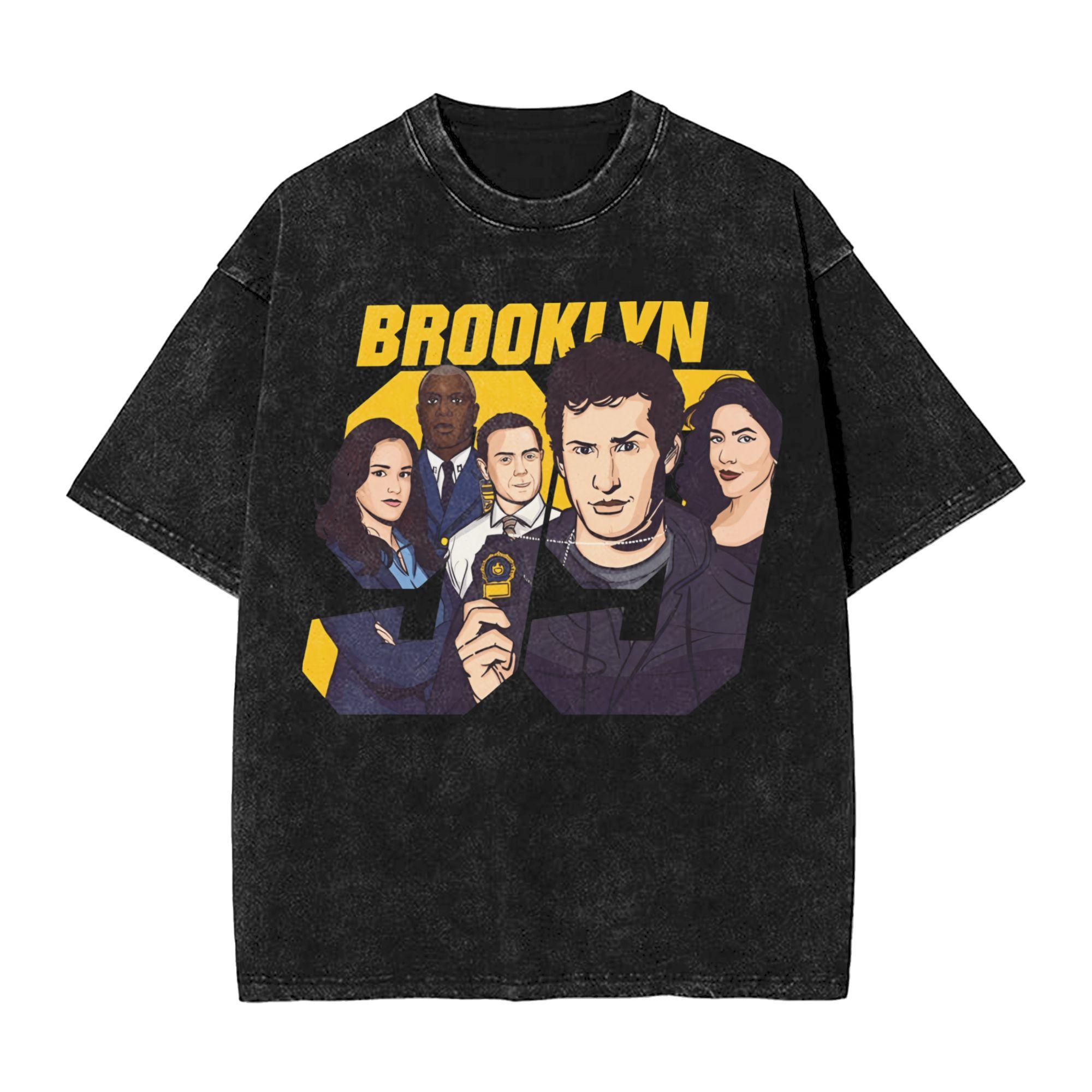 Vintage Brooklyn TShirt for Unisex Women Round Neck Washed T Shirt Cool No Doubt Short Sleeve Tees Birthday Gift Tops M
