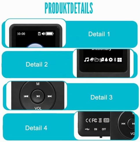 64GB MP3 Player Bluetooth 5.3 with Headphones, HiFi Sound Music Player for Sports, 1.8" TFT Color Screen