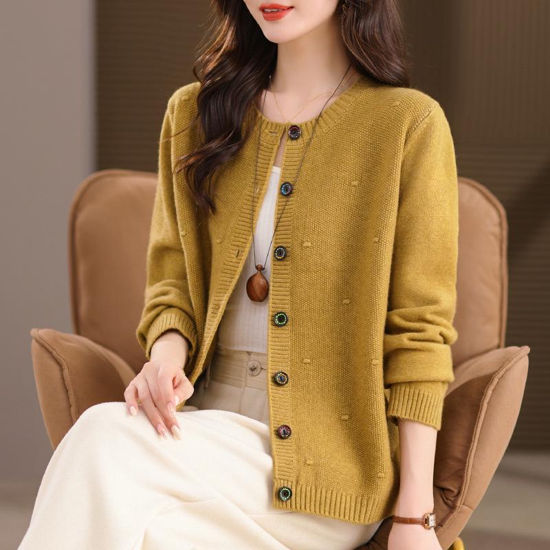 Plus Size Loose Slimming Sweater Coat - 2025 Autumn Fashionable Knitted Cardigan
