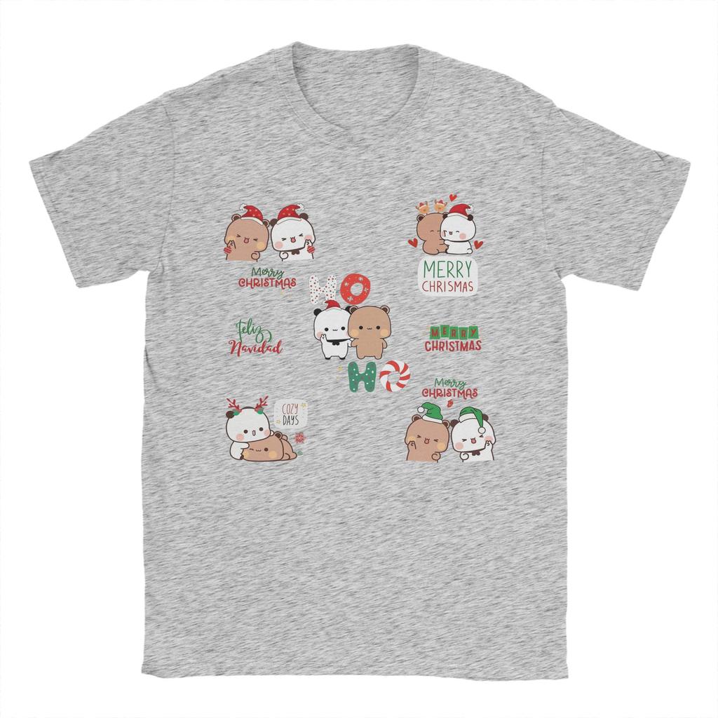 Vintage T Shirt DuDu Bear and BuBu Panda Merry Christmas Pack! Cotton T-Shirts  Hipster Tshirt for Men Summer Short Sleeve Tees