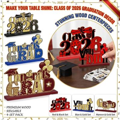 Center Decoration For The Graduation Desk, Wooden Desk Decoration For The Class Of 2026