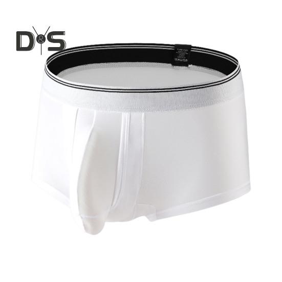 Men Boxer Underwear Elastic Mid-rise Tight Cut High Elasticity Shorts Briefs Solid Color Separated Elephant Nose Breathable Panties