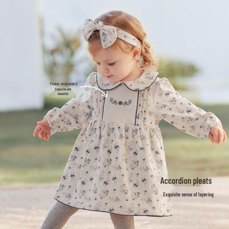 Babylove Girls' Floral French Cotton Dress