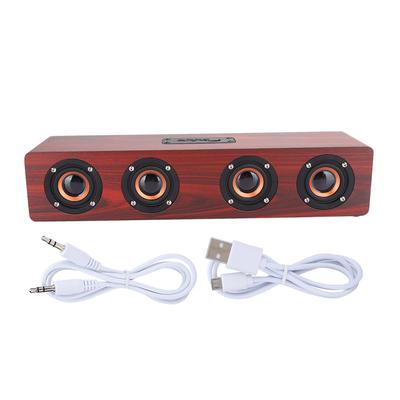 Kırmızı Ahşap Tahıl Bluetooth Hoparlör Kablosuz Subwoofer PC Telefon Masaüstü Müzik Çalar