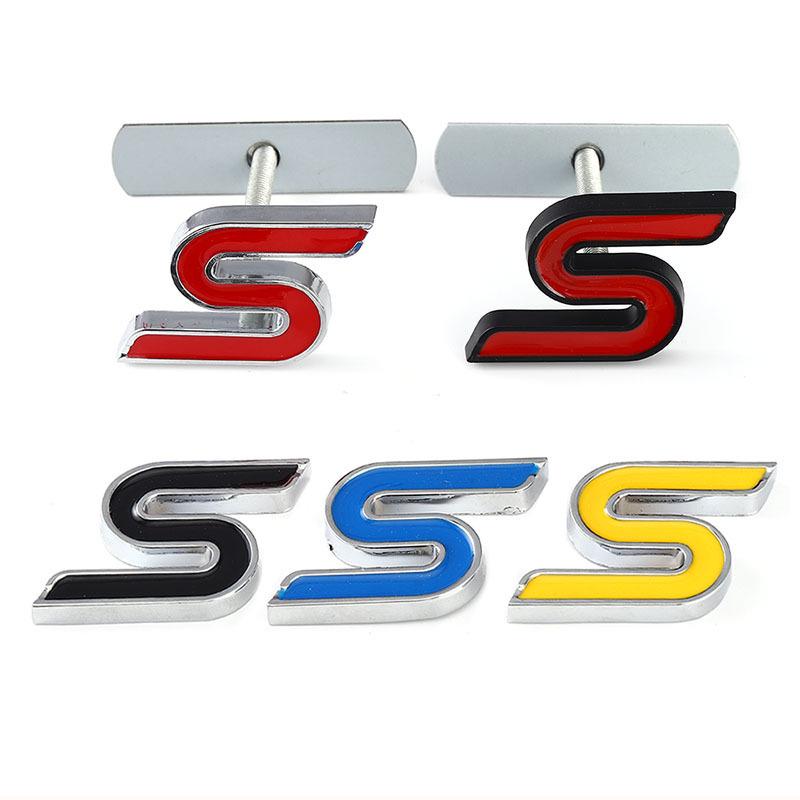 "S" Logo Car Emblem for Ford Mondeo, Focus, Fiesta & Other Modified Sport Models features a metal "S" design.
