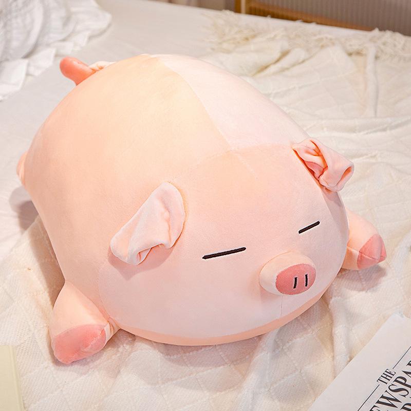 Simulated Pig Big Pillow Cute Lying Pig Stuffed Toy Doll Girl Holding Doll On Bed
