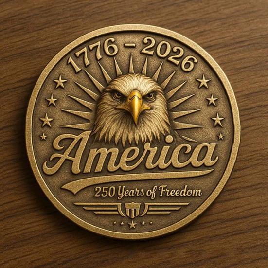 US 250th Anniversary Coin Commemorative 250 Years of Freedom Coin 1776 To 2026 Patriotic Keepsake Coin Gift for Collectors History Enthusiasts