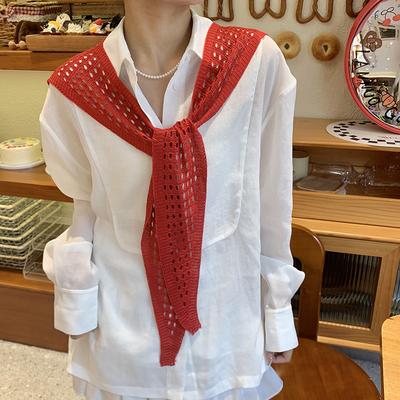 Piccolo Sciarpa Lavorata a Maglia con Decorazione Moda Donna, Stanza con Aria Condizionata di Fascia Alta, Spalle con Gonna in Estate, Protezione Solare, Sciarpa Lavorata a Maglia Vuota