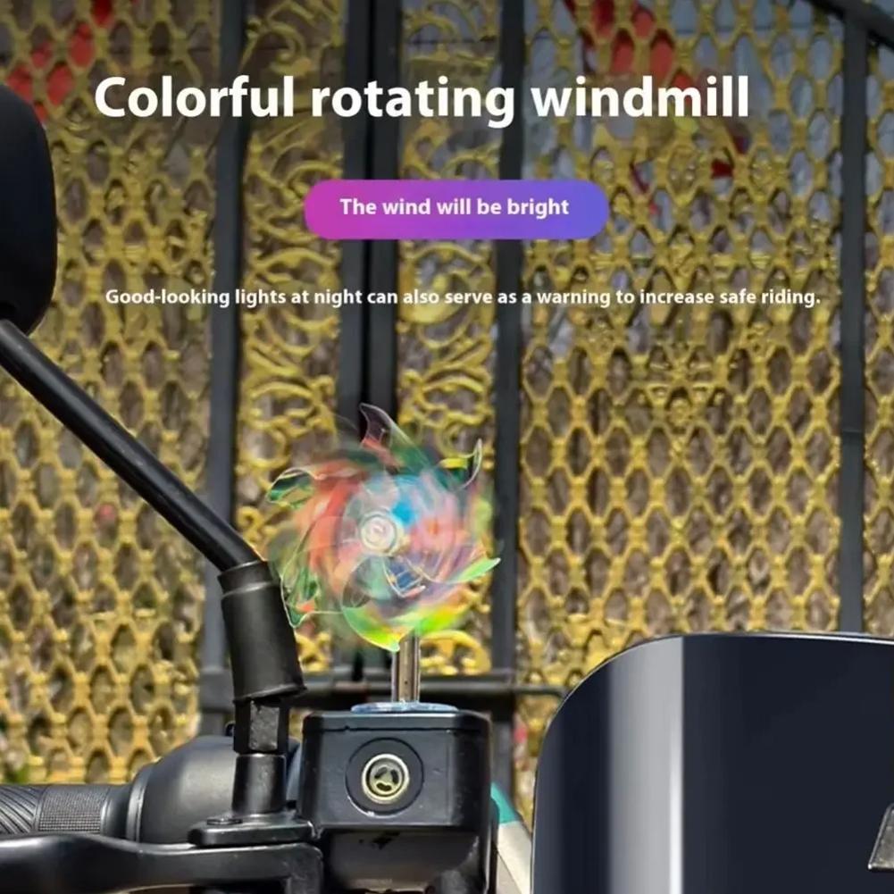 Motorbike Handlebar Pinwheel Flower Pinwheel for Car Bike Scooters Windmill Pinwheel Handlebar Led Windmill V0T1