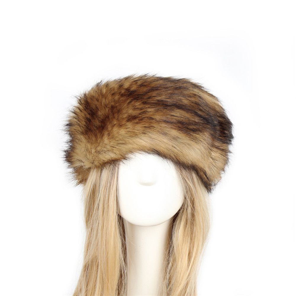 Outdoor Snow Earwarmer Girl Faux Fur Headband Fur Faux Women Winter Hats Fluffy Russian Caps