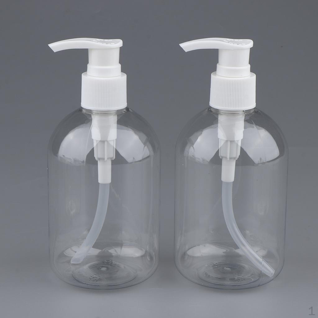 Набор из 2 пустых пластиковых бутылочек с дозатором-помпой для макияжа 350ml White Pump