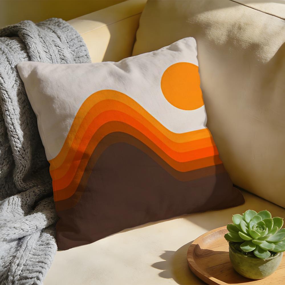 Cushion Cover  Washed Linen  Soft Breathable Decorative Case For Sofa Home Rainbow Series Geometric Print Pillow cover