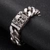 Personalized Men's Titanium Cuban Chain Skull Bracelet