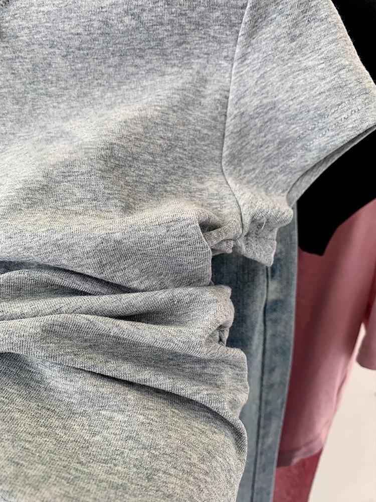 Top da donna estivo 2024 dimagrante nero in cotone a maniche corte