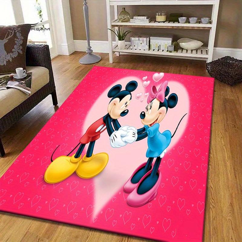 

1pc Disney Mickey and Minnie Pattern Area Rug Soft Flannel Floor Mat for Living Room, Bedroom, Kitchen, Sofa Coffee Table Floor Mat, Machine Washable 60cm by 90cm