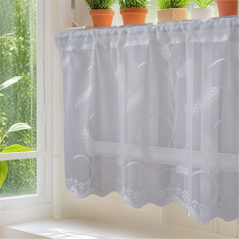 Breathable Sheer White Curtains for Window Stylish Lace Designs Kitchen Dining Decoration