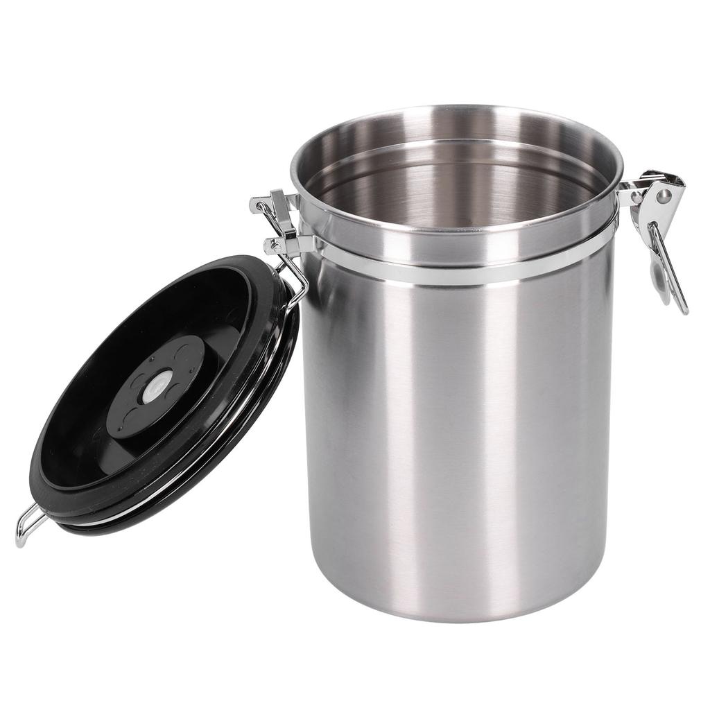 Coffee Bean Container with Exhaust Valve Tea Leaf Storage Canister for Kitchen Use(Silver Spoon 1.8L (Filled 750g Coffee Bean))