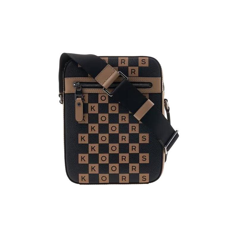 MICHAEL KORS Logo printed zipper leather shoulder crossbody bag women s black чёрный