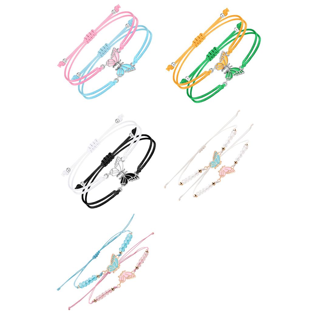 Set Of 2 Matching Friendship Bracelets for Children Girls Braided Rope Handchain Fashion Wrist Accessories for Bestie
