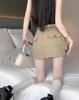 Khaki High-Waist Slim Short Skirt for Women - 2023 Autumn American Style