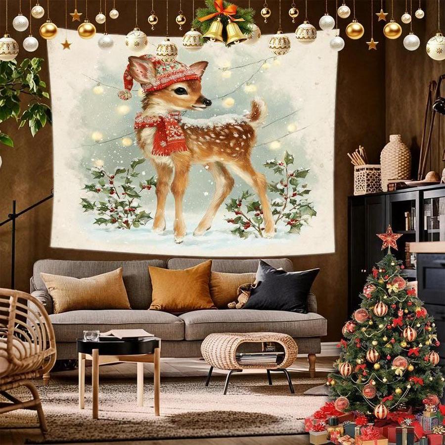 Christmas Gnome Tapestry Background Cloth Hanging Cloth Bedroom Bedside Decorative Wall Cloth Rental Dormitory Tapestry