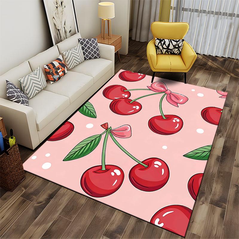 Pink Cherry Pattern Carpet suitable as a non-slip mat for the living room or bedroom sofa