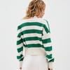 Damen Übergroßer Farbblock V-Ausschnitt Strick Cardigan Pullover Locker Streetwear 2025