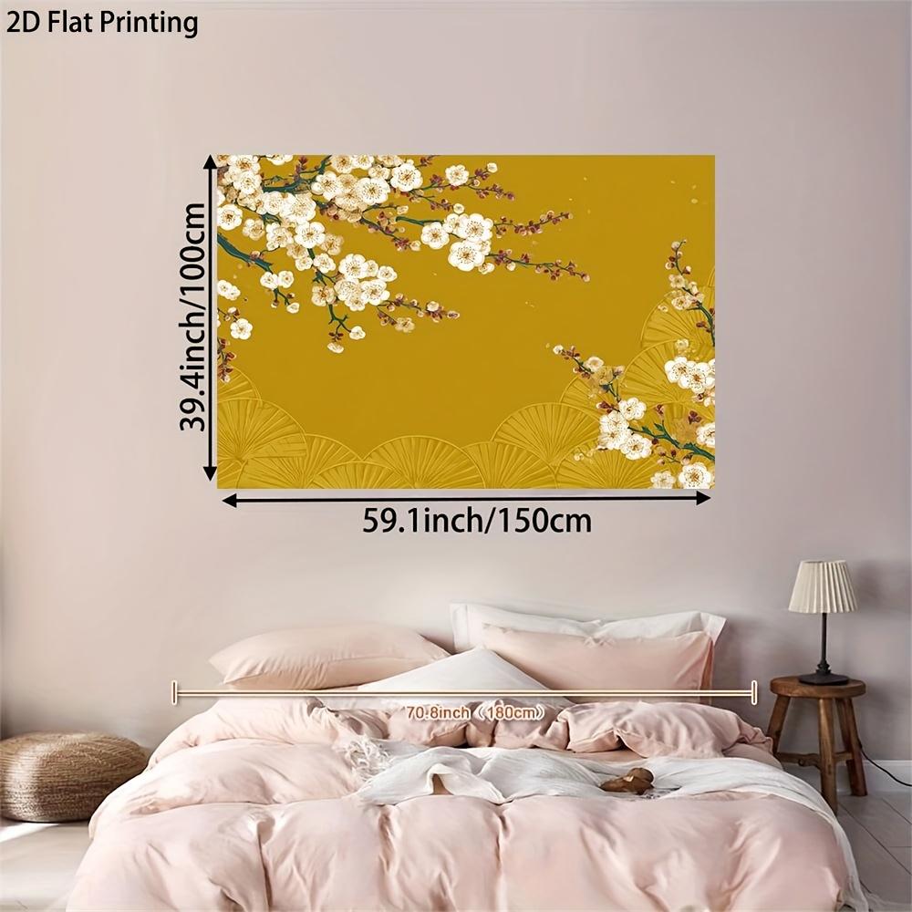2D plane, 1 piece of golden flower background fabric, suitable for bedroom, living room and Christmas party decoration
