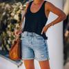Streetstyle-Denimshorts mit ausgefranstem Saum und geradem Bein