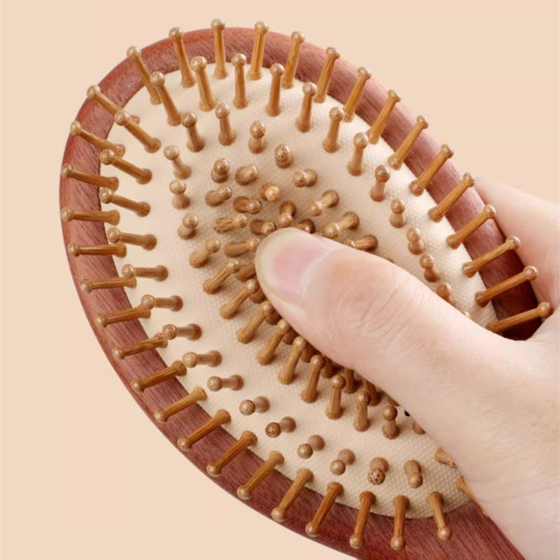 BEPAN Sandalwood Air Cushion Hair Brush Combs Anti-Static Detangling Hairbrush for Straight Curly Hair Wooden Hair Scalp Massage Combs