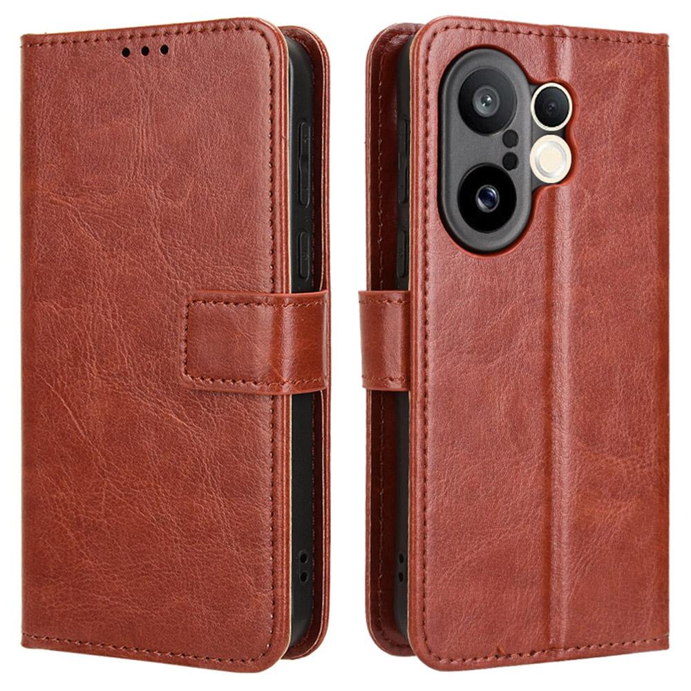 

For vivo X200 FE 5G/S30 Pro mini 5G PU Leather Case with Strap Crazy Horse Texture Phone Wallet Cover D