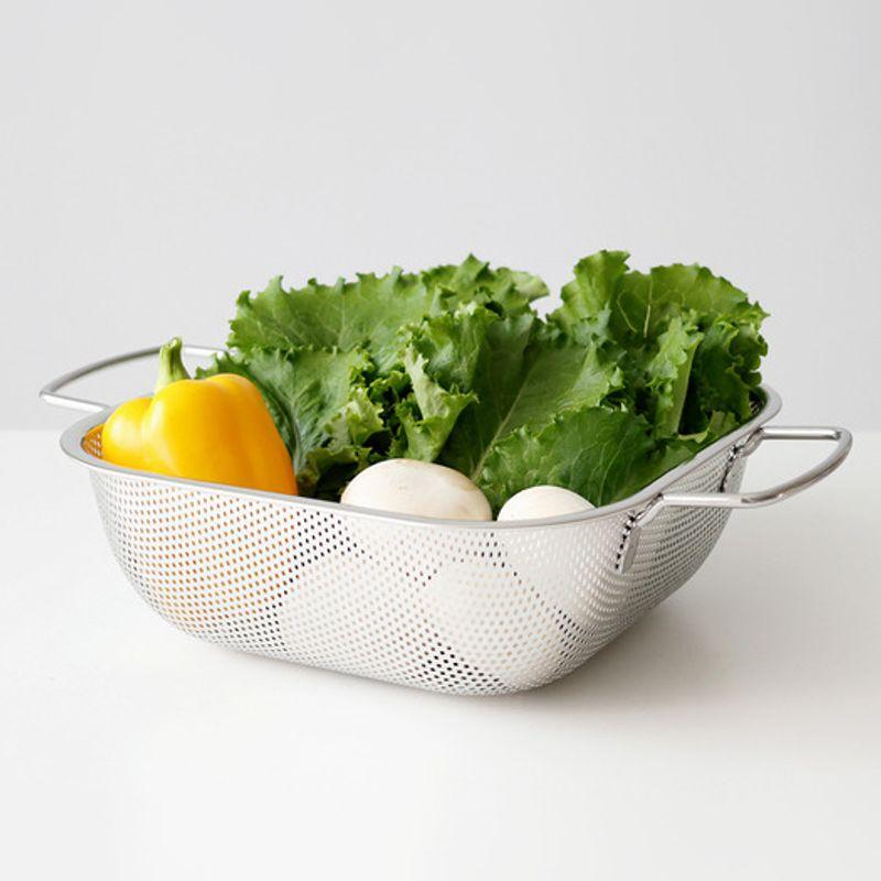 Kamomekitchen kamomekitchen quadratisches Serviertablett aus Edelstahl mit Perforierung