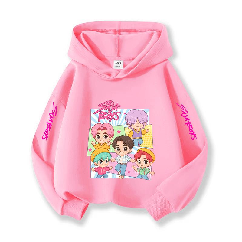 Kpop Halloween Kids Hooded Sweatshirt Christmas Casual Wear Korean Style Cozy Top For Children Girls Boys Holiday Gift