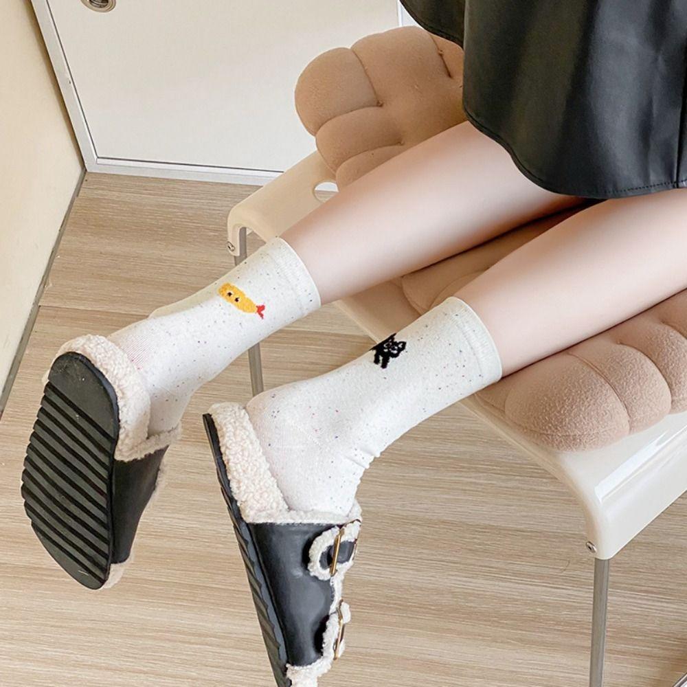 

Dots Cartoon Cotton Socks Dog Women s Cat Socks Fashion Girl чёрный