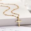 Huitan Simple Cross Pendant Necklace for Women Stainless Steel Party Fashion Daily Versatile Chain with Bead Wedding JewelryGood Product