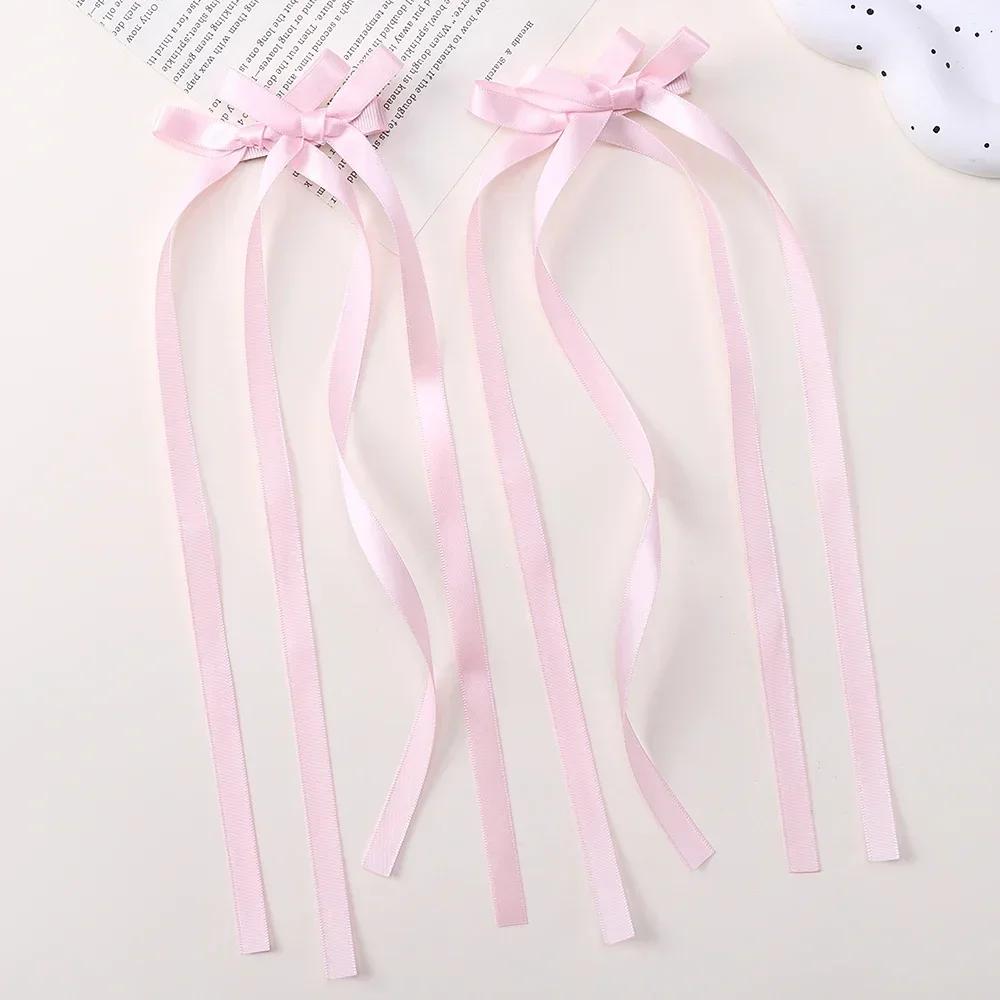 LOVEKIKI 2Pcs Long Tassel Hair Bow Hair Clips for Girl Lovely Ribbon Headwear Ins Party Ponytail Barrette Women Hair Accessories
