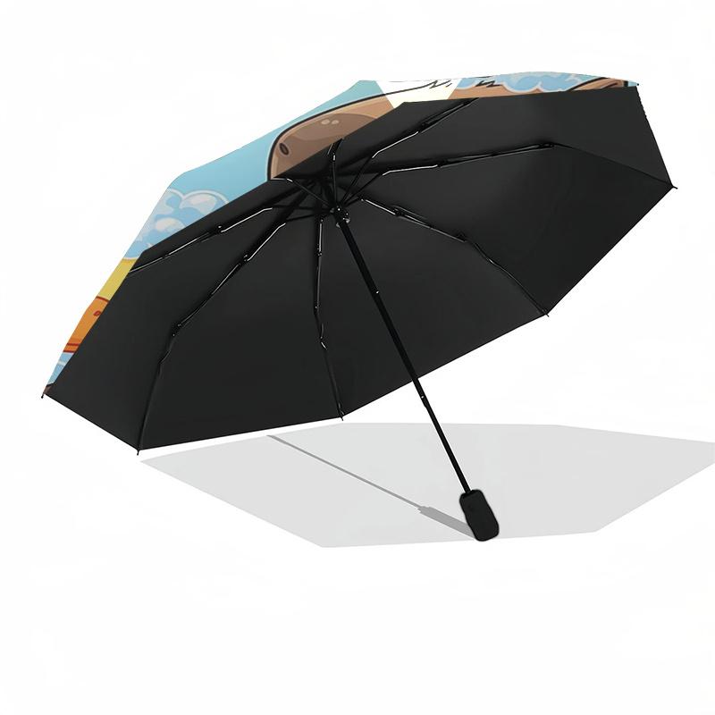 Ombrello da Viaggio a Tema Capibara - 8 Stecche, Apertura e Chiusura Automatica, Design Pieghevole Portatile, Ombrello Compatto ed Elegante Adatto per l'Esterno