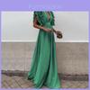Elegant White V Neck Backless Maxi Dress With Flutter Short Sleeves For Women