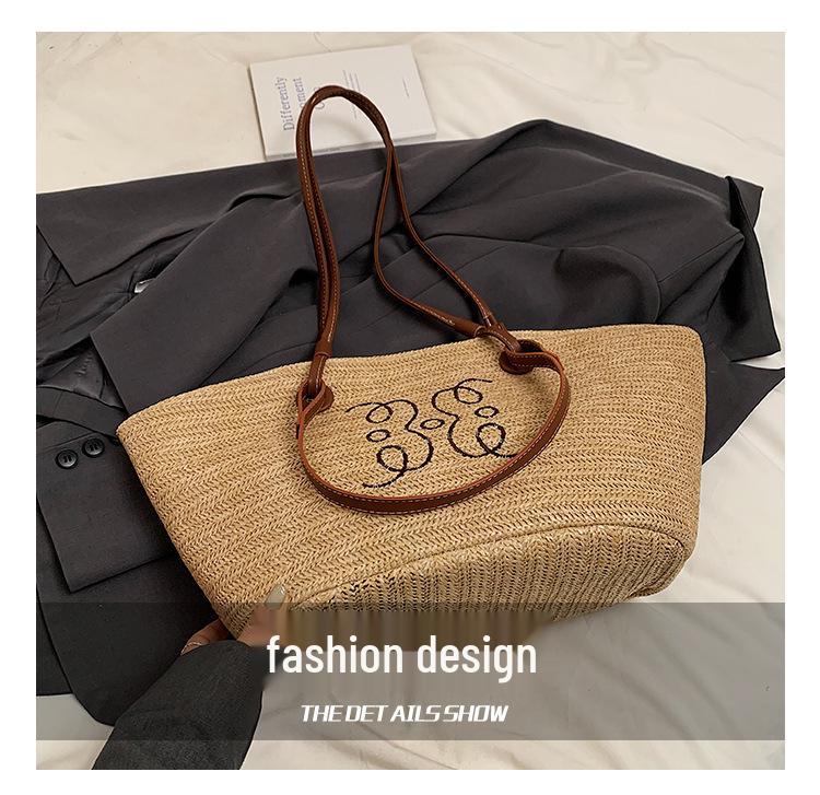 2024 Summer Women's Large Woven Straw Tote Bag for Beach and Vacation