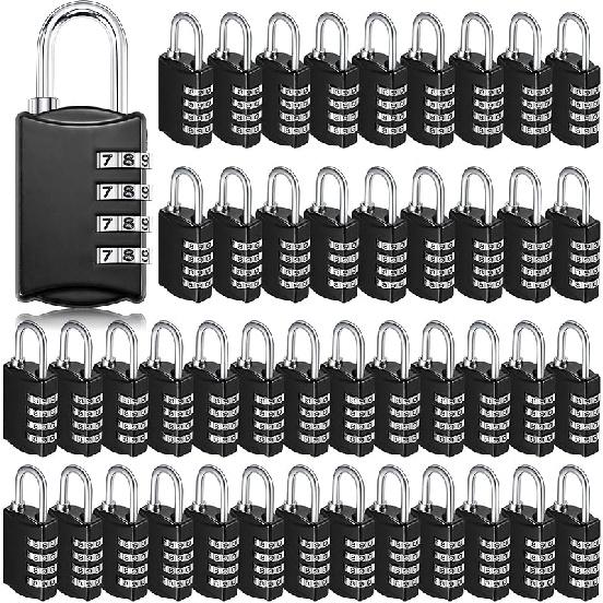 40 Pcs 4 Digit Combination Locks Combination Padlock Luggage Number Locks Outdoor Waterproof Resettable Padlock for Door Traveling School Gym Locker
