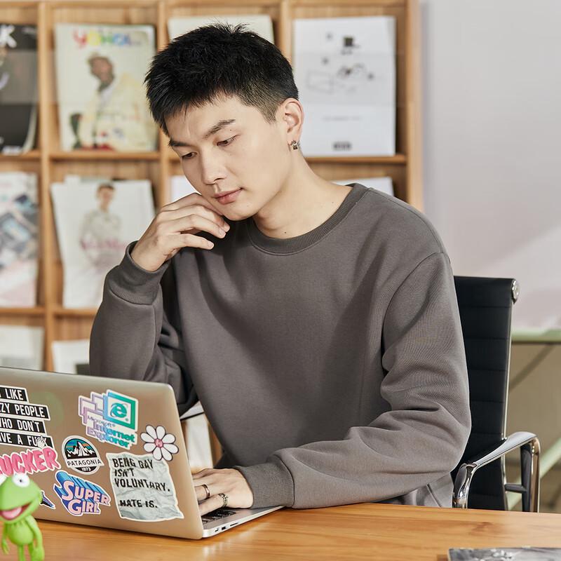 

TonLion Men s Round Neck Faux Lamb Wool Sweatshirt L