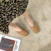 Women Flats Slippers Women Mules Elegant Square Closed Toe Flat Slippers Female Shoes Casual Leather Black White Slides Loafers